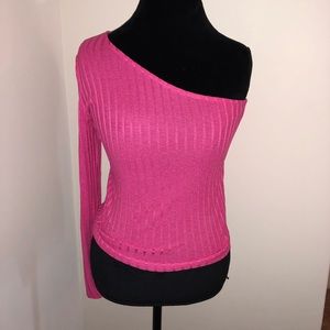 One shoulder Pink Shirt